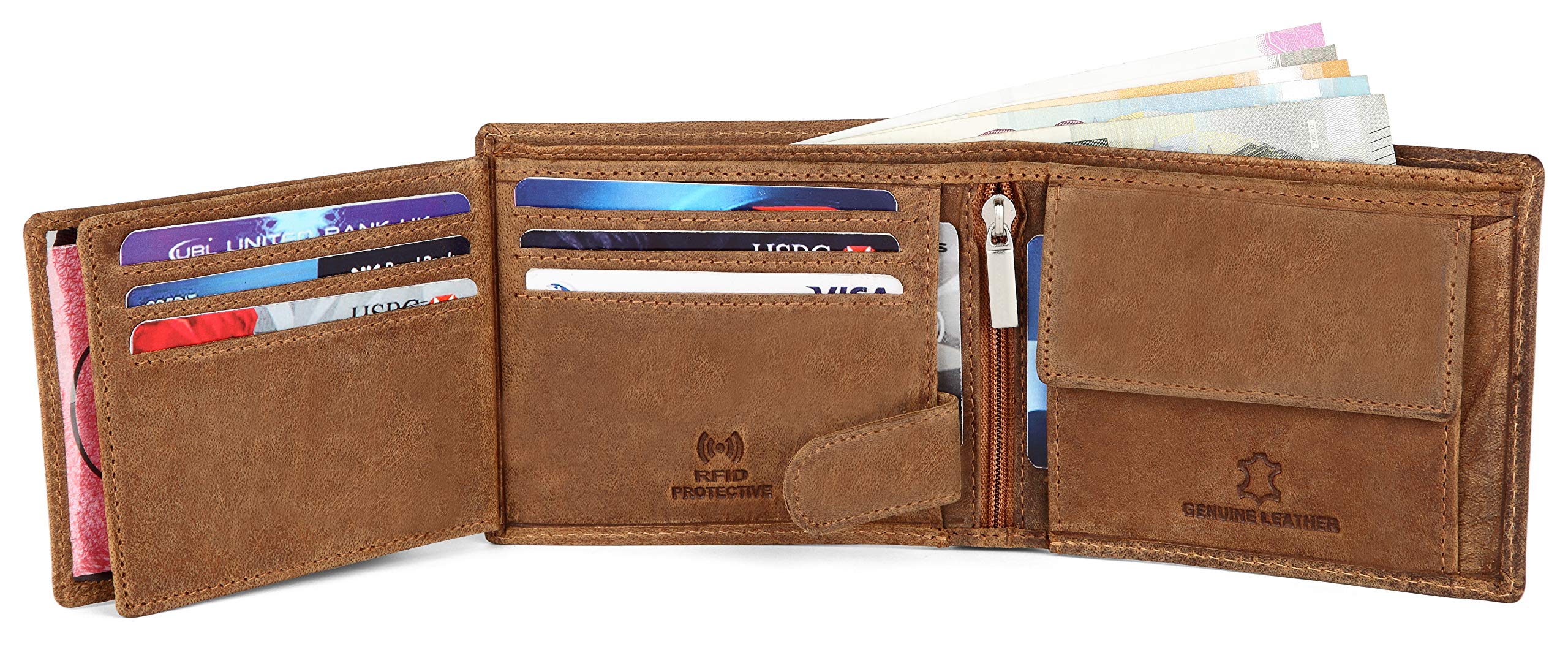 WildHorn India RFID Protected Leather Men's Wallet (TAN Hunter)