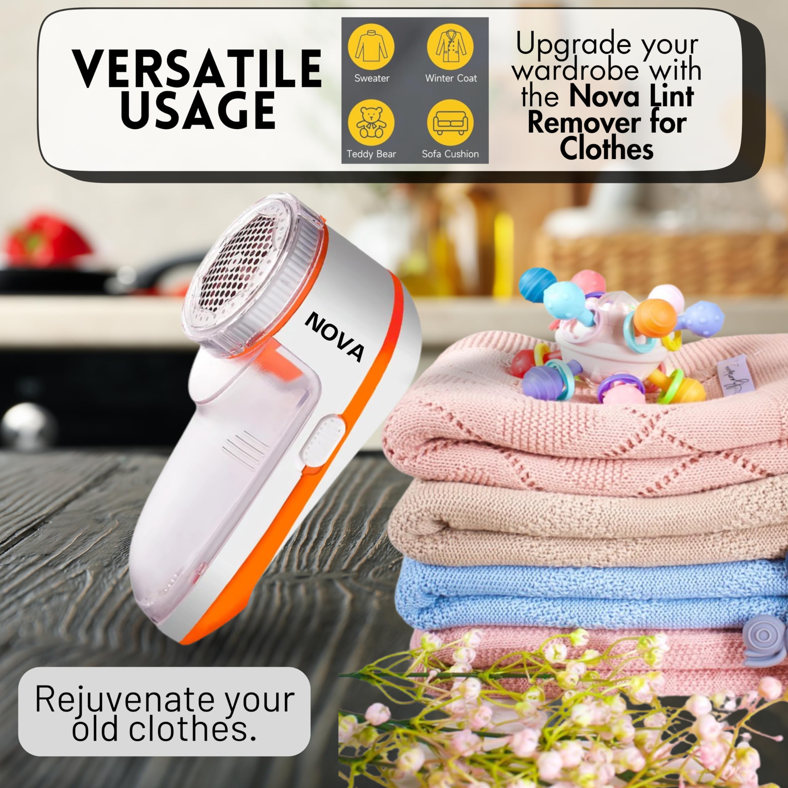Nova Lint Remover for Clothes - Fabric Cleaner Tint and Dust Remover