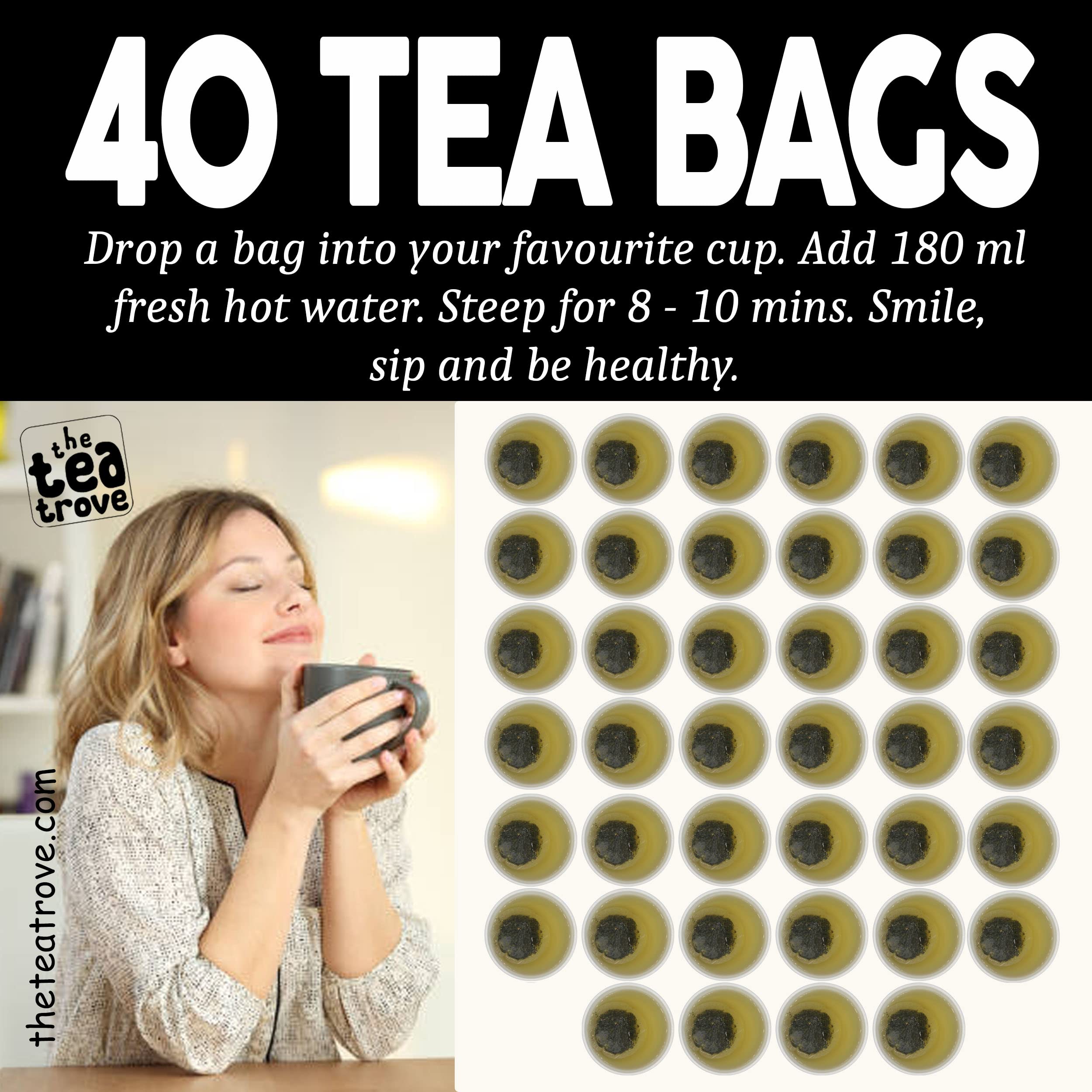 the tea trove Organic Nettle Leaf Tea Bags - 40 Eco-Friendly Stinging Nettle Tea Bags In Resealable Pouch For Everyday Wellness, Caffeine Free | Pack Of 1, 40 grams