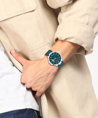 Matrix Antique 2.0 Day & Date Softest Silicone Strap Analog Watch for Men & Boys (Teal)
