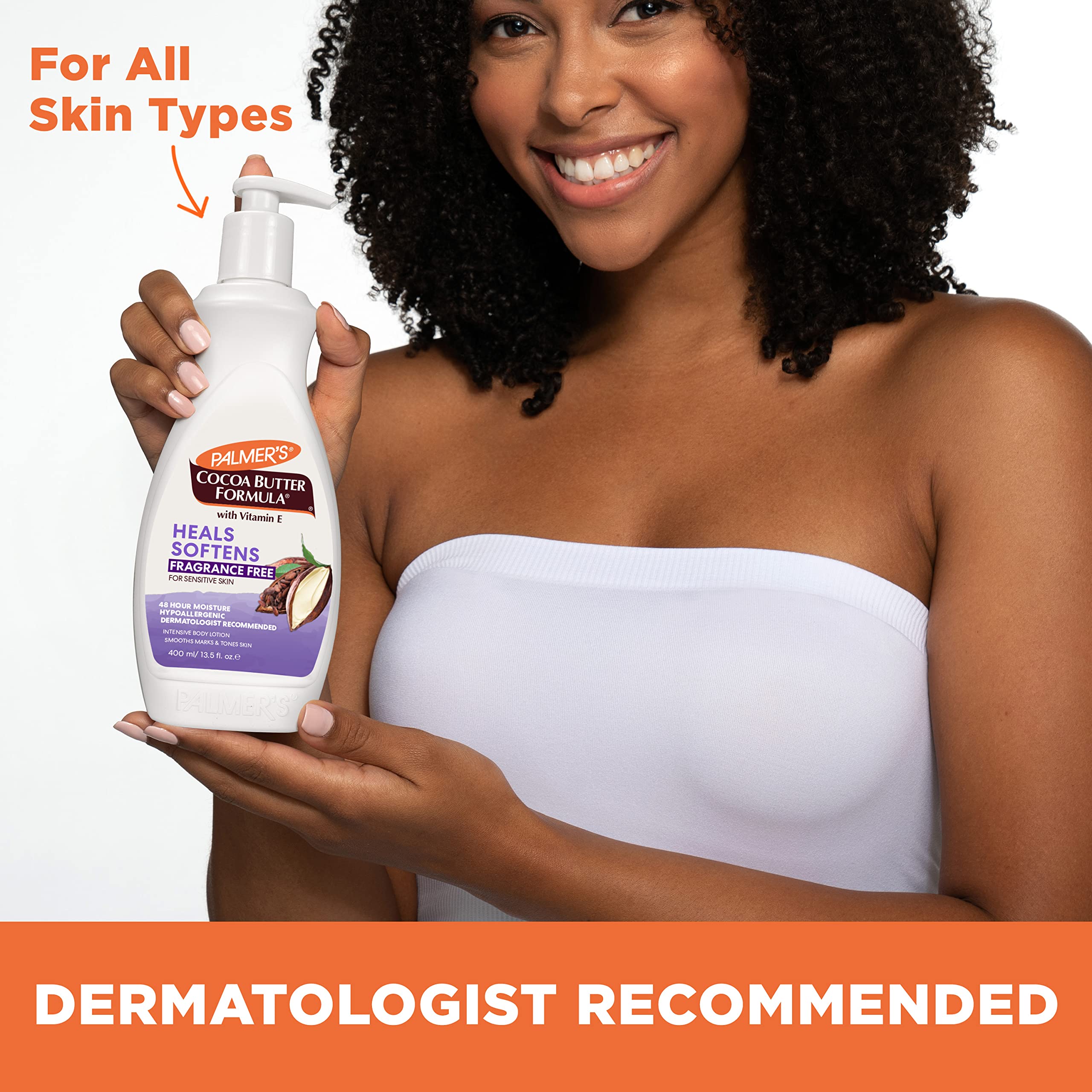 Palmer's Cocoa Butter Body Lotion, Fragrance Free for All Skin Types, Smoothes Marks & Tones Skin - 400ml