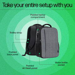 HP 330 15.6-inch Laptop Backpack/Trolley Pass-Through; Padded Back Panel; Padded air mesh Panel/Hand wash and air Dry (793A7AA)