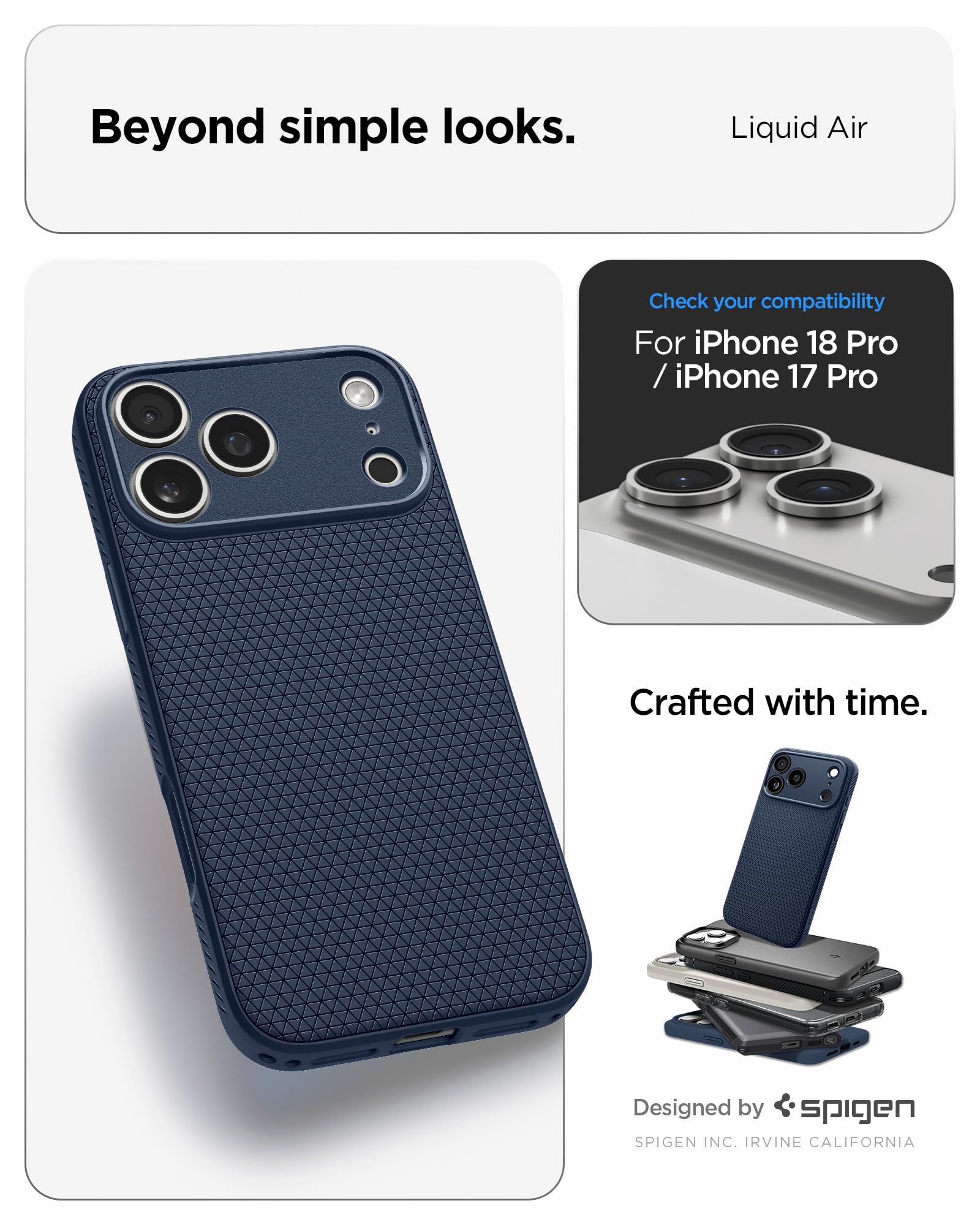 Spigen Liquid Air Back Cover Case for iPhone, Durable Protection, Air Cushion Technology - TPU | Matte Black