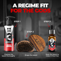 BEARDO Godfather Combo Beard Oil and Beard Wash For Men | Nourishment Cleanses | Purifying & Hydrating Skin Cleaner With Avocado, Argan Oil | Shiny Patchy & Fast Beard Growth