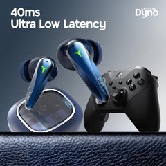 truke New Launch Crystal Dyno Leather Finish True Wireless in Ear Earbuds w/Spatial Audio, 70H Battery Rapid Charge Ear Buds, 13mm Driver HiFi Sound TWS, 40ms Ultra Low Latency, 4Mics ENC -ArcticBlue