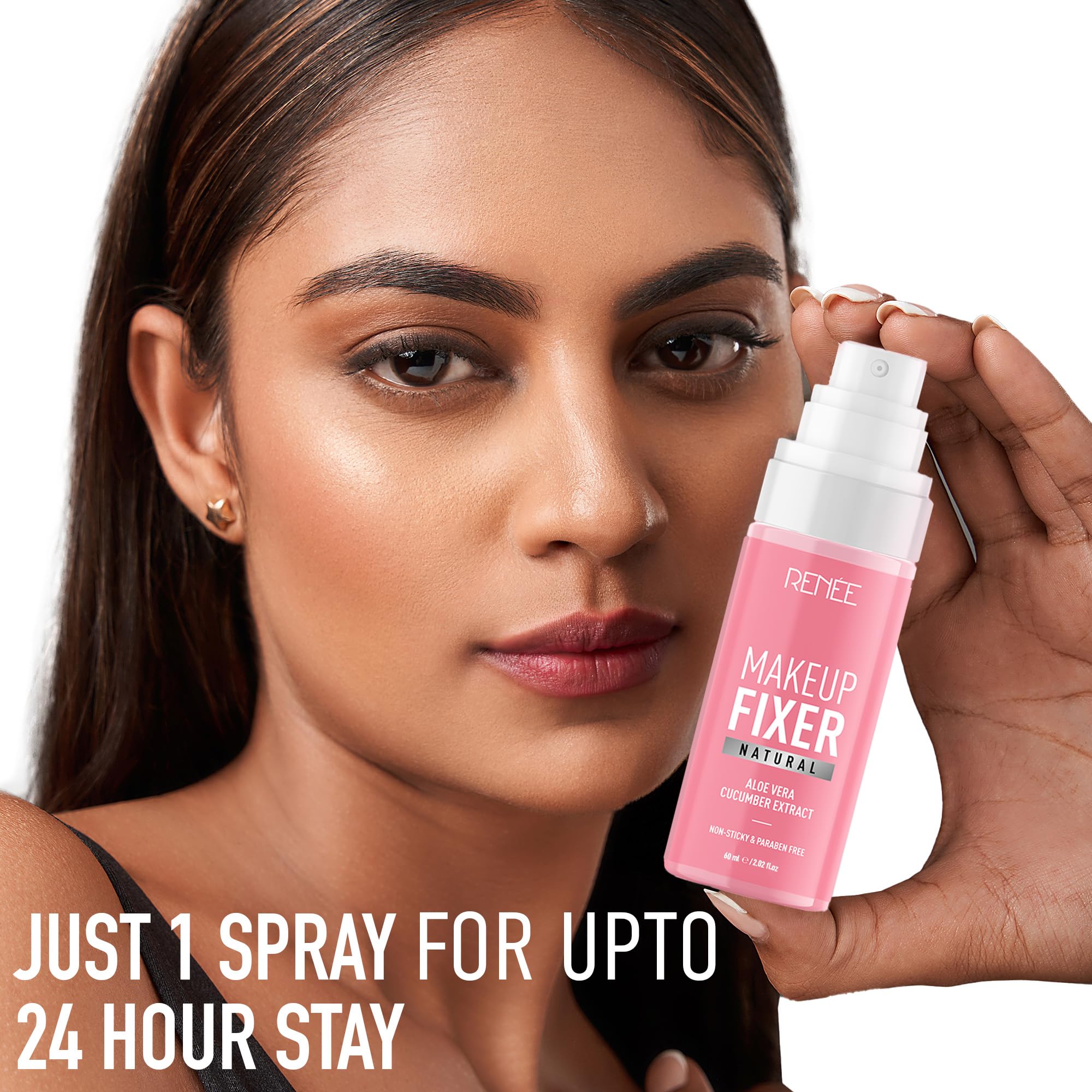RENEE Natural Makeup Fixer For Face | Non-Sticky, Dewy Finish | With Aloe Vera & Cucumber Extract | Alcohol-Free, Hydrating Setting Spray | Vegan & Cruelty-Free | 60 ml