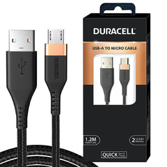 Duracell Micro USB 3A Braided Sync & Fast Charging Cable, 3.9 Feet (1.2M). Supports QC 2.0/3.0 Charging, High Speed Data Transmission - Black - Wireless Accessory from Duracell - Shop in Sri Lanka at Arcade.lk