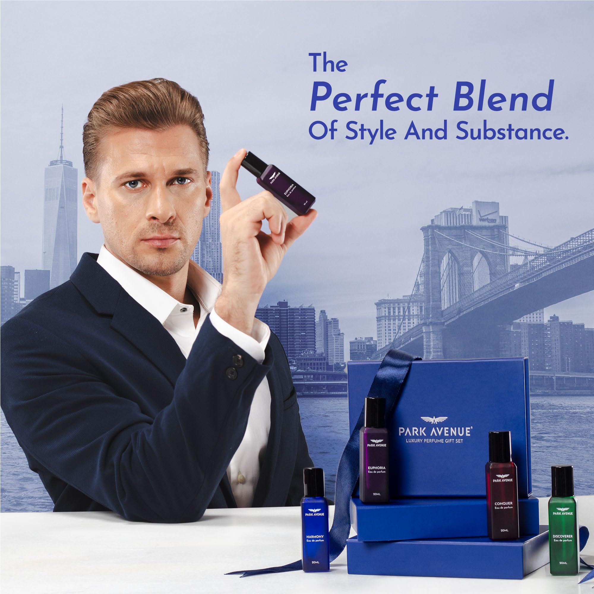 Park Avenue Luxury Perfume Gift Set for Men, 4x20 ml | Euphoria, Conquer, Harmony & Discoverer Perfume | Eau De Parfum | Premium Luxury Perfume for Corporate Man | Perfume for men Long Lasting Smell