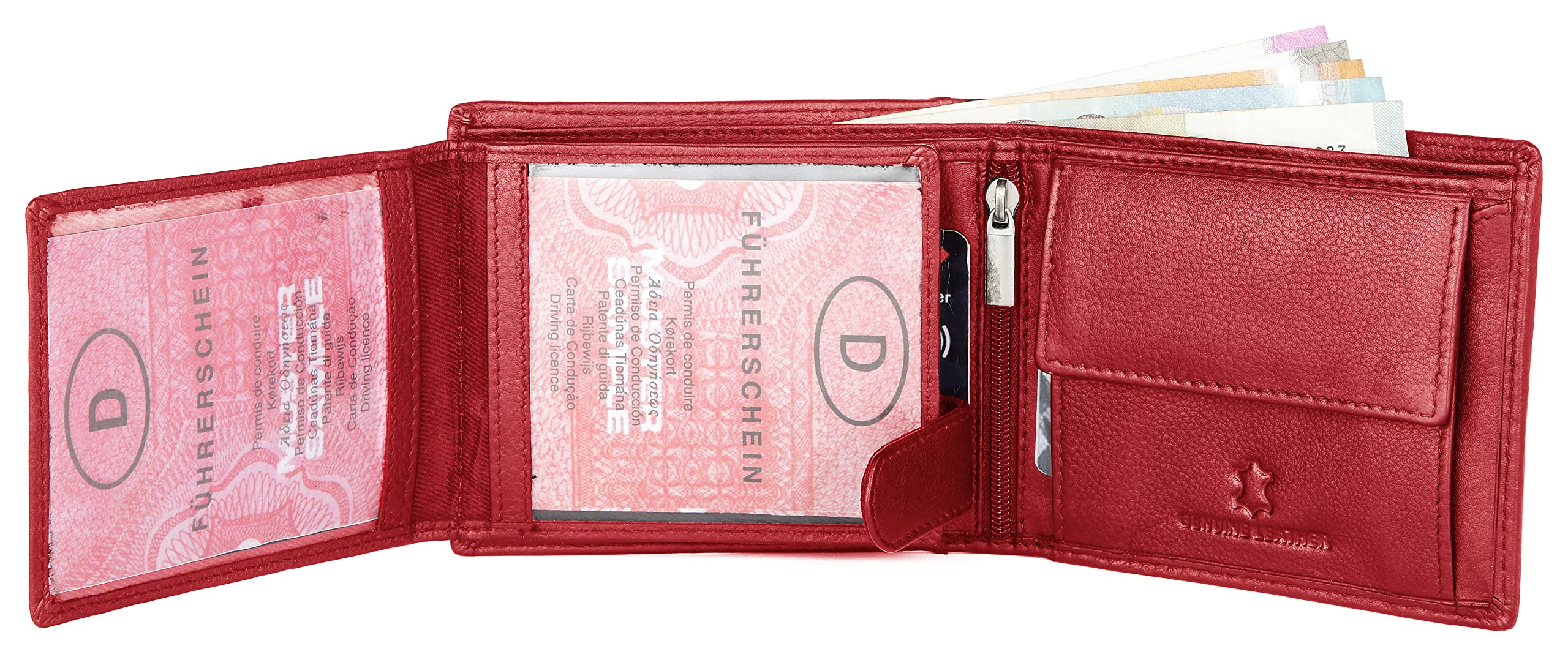 WildHorn RFID Protected Leather Wallet for Men, Red