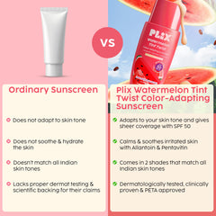 PLIX - THE PLANT FIX Watermelon Tint Twist Color-Adapting Sunscreen | For light coverage & instant glow | SPF 50 PA++++ | Pentavitin®, Suncat DE™