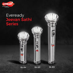 Eveready Jeevansathi DL65, Premium & Durable Brass Body, 3W Retro Emergency LED Torch, 3.5 Km Intense White Light, Free 4 D Size Batteries Packed Inside