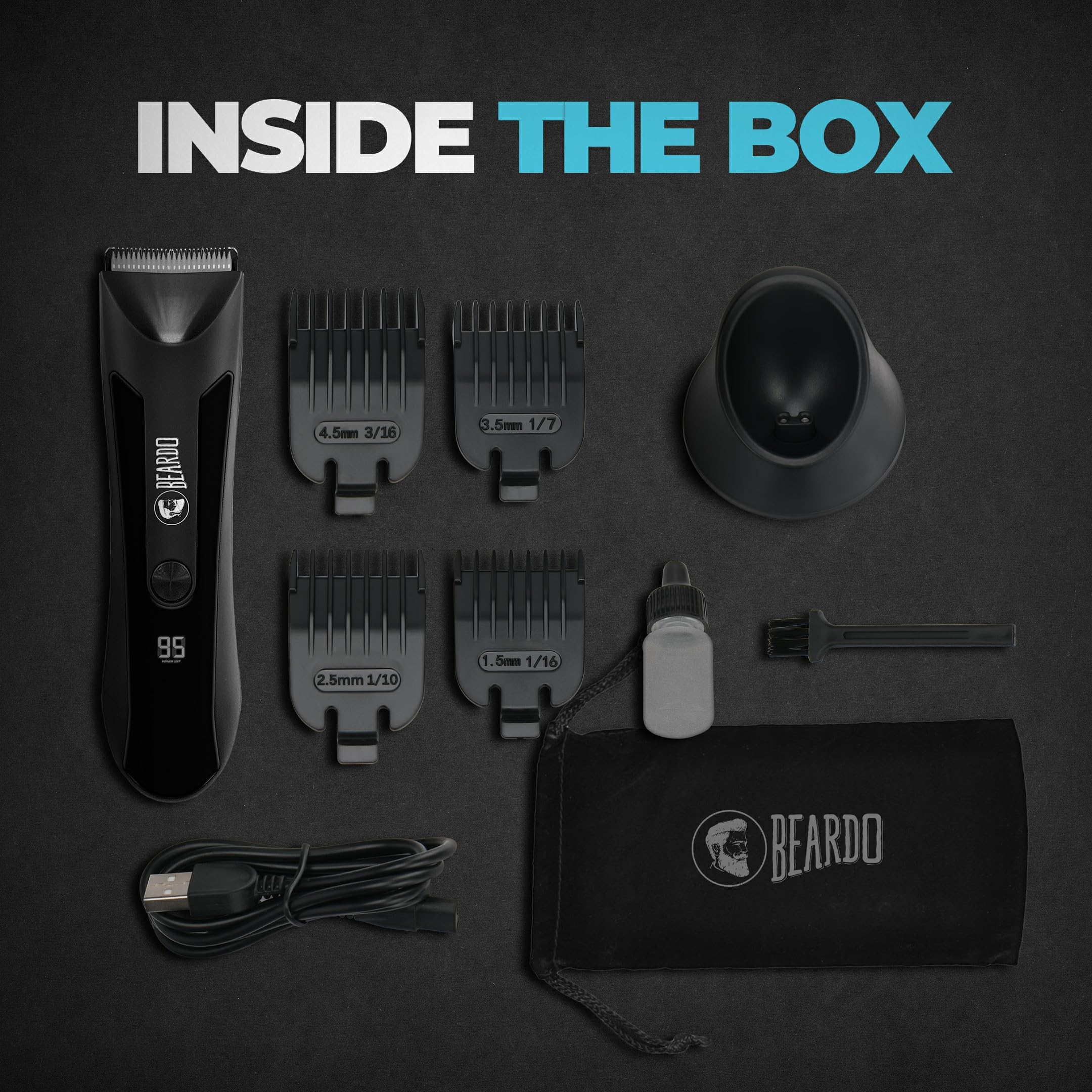 Beardo incrediBALL Trimmer for Men | Ball Trimmer for Men with Skin Safe Tech | No Ni0ramic Blades | Shower friendly IPX5 Water resistant | LED display, LED torch, Dock