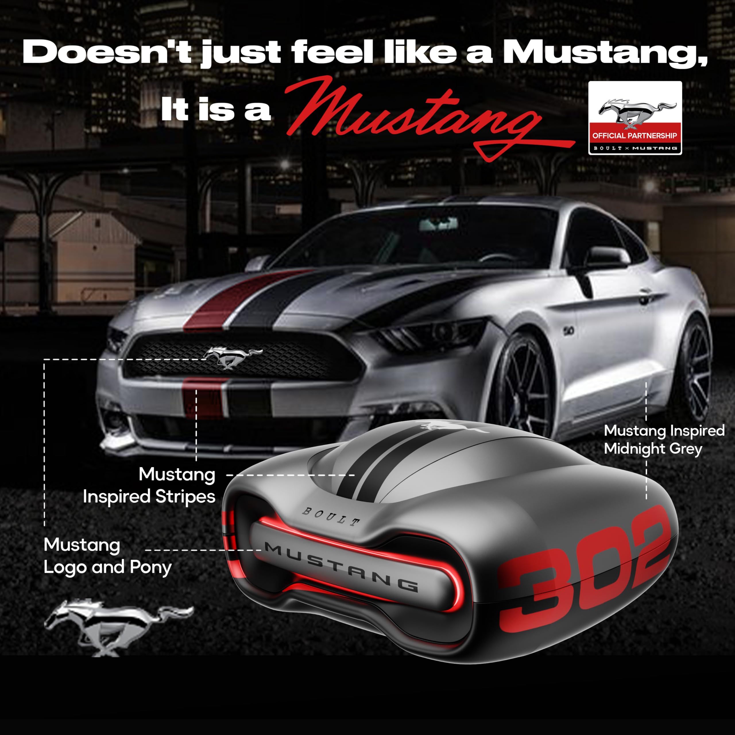 Boult Mustang Newly Launched Torq TWS Earbuds with 60H Playtime, App Support, 4 Mics ENC, 45ms Low Latency, 13mm Driver, Breathing LEDs, Touch Control, Made in India, IPX5 Ear Buds Wireless (Silver)