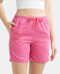 Jockey Shorts for Women with Side Pocket & Drawstring Closure RX15_Ruby Assorted Checks_XS