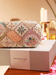 THE TAN CLAN Mughal Long Clutch for women Purses Luxury Evening Handbags for ladies with Detachable Handle