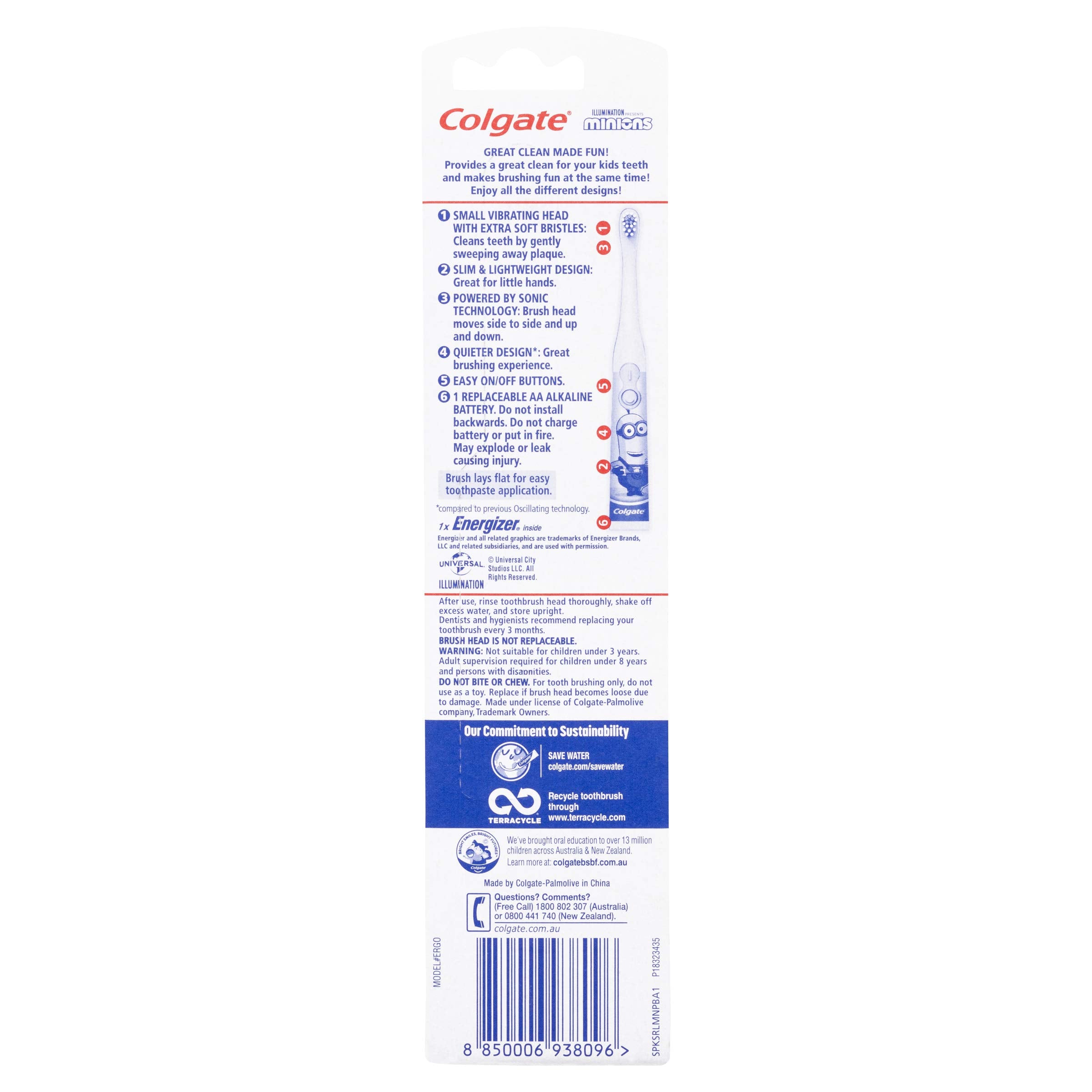 Colgate Kids Minions Battery Powered Toothbrush,Pack of 1