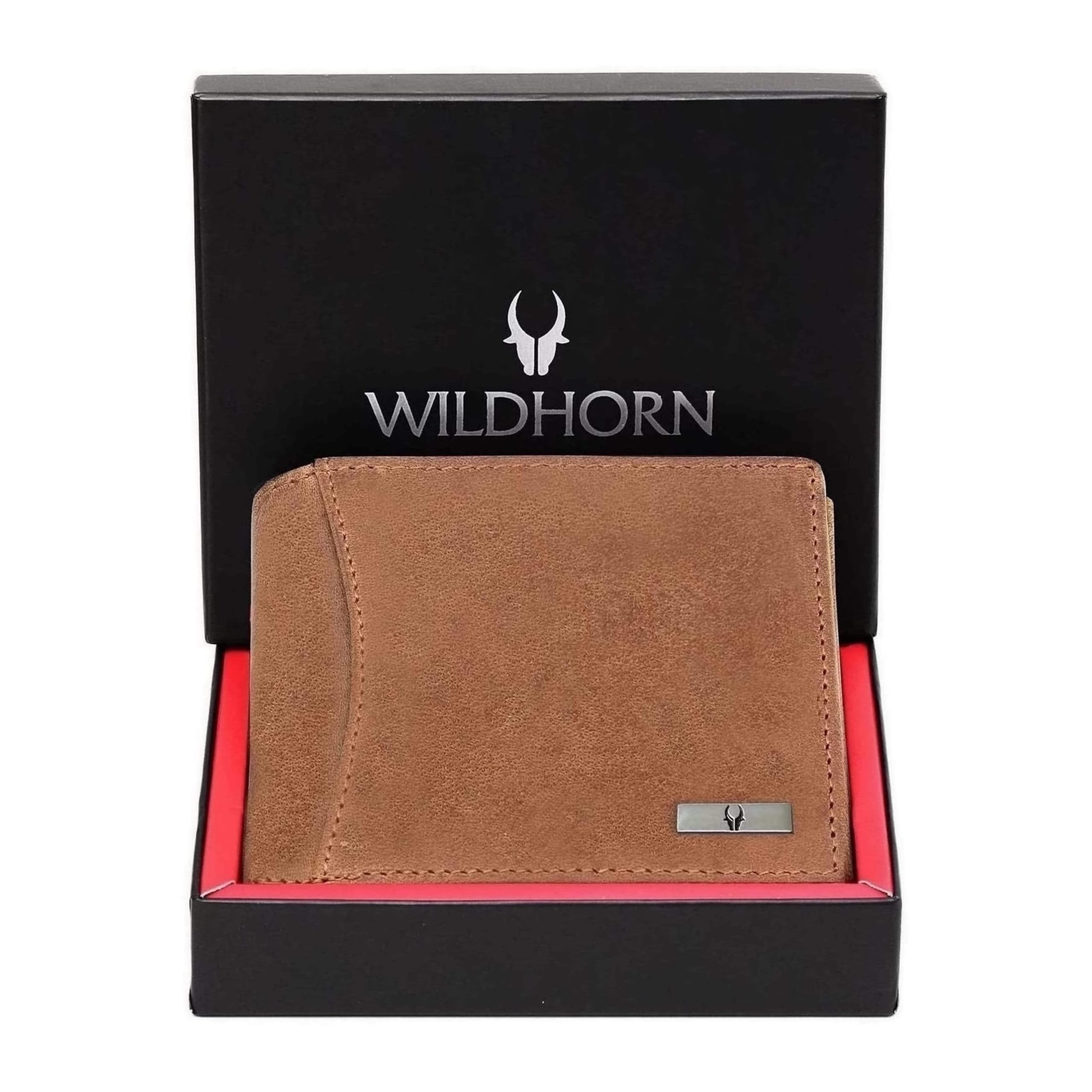 WildHorn India RFID Protected Leather Men's Wallet (TAN Hunter)