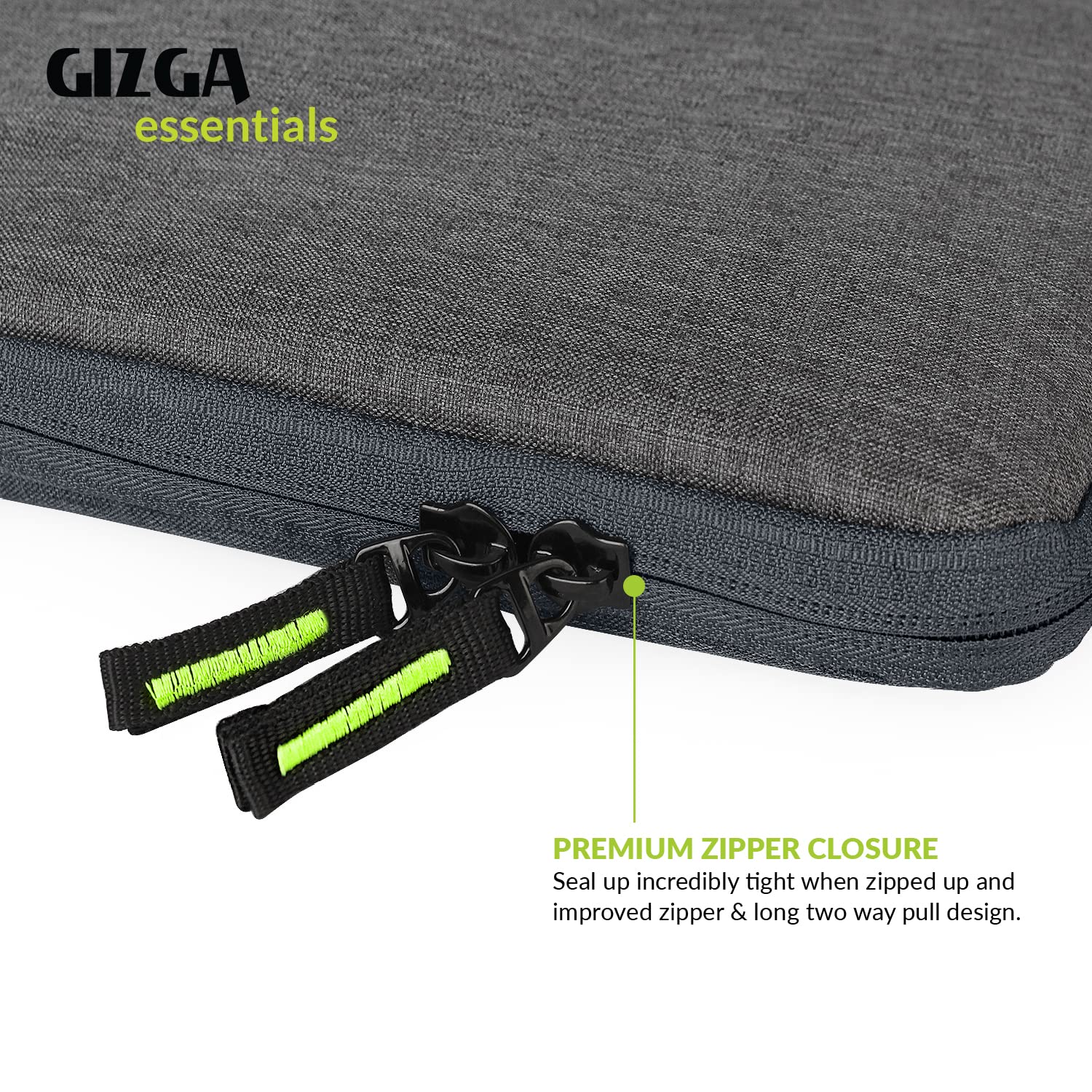 Gizga Essentials Laptop Bag Sleeve Case Cover Pouch for 15.6 Inch Laptop/MacBook, Side Handle, Multiple Pockets, Water Repellent, Shock Absorber, Grey