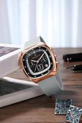Daniel Hechter Paris Bercy Collection Modern Multi Functional Watch for Men with Square Dial and Silicon Band