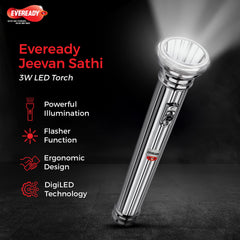 EVEREADY Jeevansathi DL65, 3W Retro Emergency LED Torch (Without Batteries)