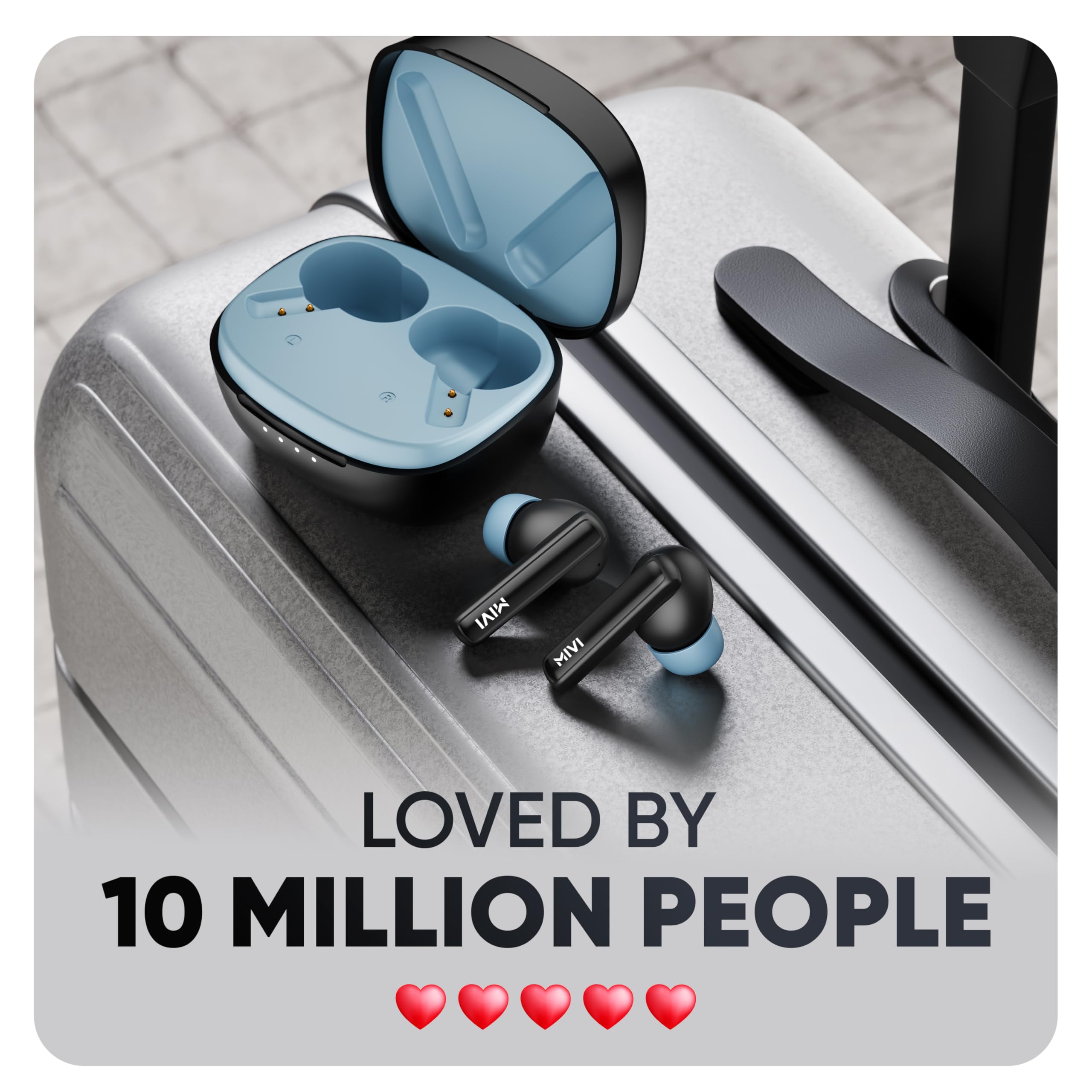 Mivi DuoPods Sync in Ear Earbuds | 60H Playtime Bluetooth Earphones Wireless | Earbuds ENC for Clear Calls | 13mm Drivers Ear Buds Wireless | Gaming Mode | BT 5.3 TWS ENC Earbuds Style | Earpods