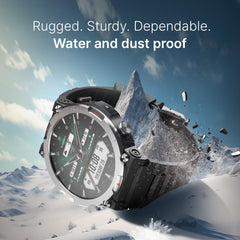 CrossBeats Everest 2.0 Smart Watch, 1.43" True AMOLED, Always ON Display Bluetooth Calling Rugged Outdoor with Flash Light Upto 15 Days Battery Life Smartwatch 100+ Sports Mode (Black)
