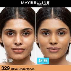 Maybelline New York Fit Me Matte + Poreless Foundation Shade 329 | Natural Matte Finish with 16H Oil Control, Non Comedogenic, Blurs Pores, 30ml
