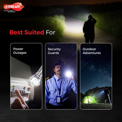 Eveready Jeevansathi DL65, Premium & Durable Brass Body, 3W Retro Emergency LED Torch, 3.5 Km Intense White Light, Free 4 D Size Batteries Packed Inside