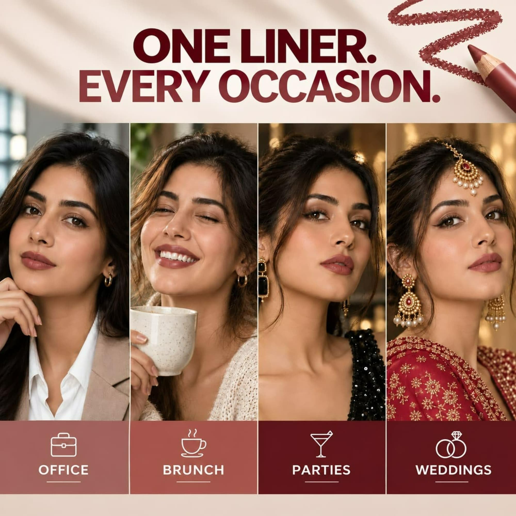 MARS Edge of Desire Lip Liner Set of 10 | One Swipe Smooth Application | Long Lasting & Travel Friendly Lip Pencil | Multicolor (Set-A) (1.4g x 10)