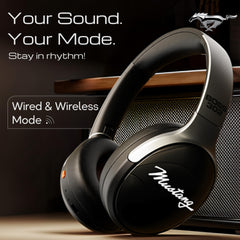 GOBOULT Newly Launched Mustang Thunder Bluetooth Headphones with Upto 70H Playtime, Brightness LED Modes, 40mm Driver, Zen ENC Mic, Type-C Fast Charging, 4EQ Mode, Over Ear Wireless Headphone with Mic