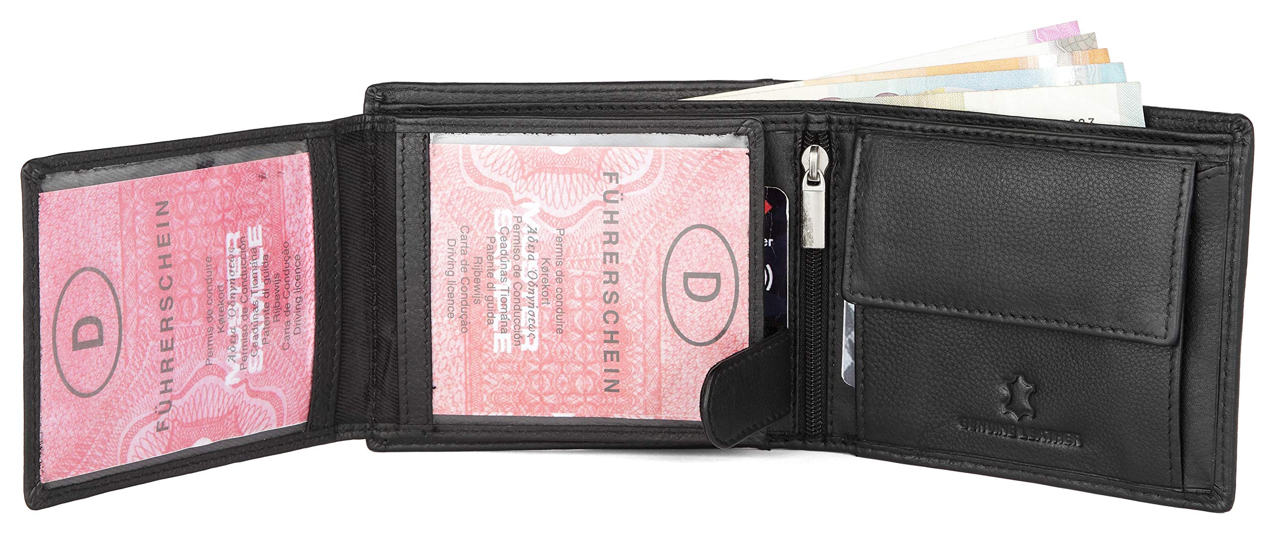 WildHorn Leather Wallet for Men, Black,(Pack of 1)