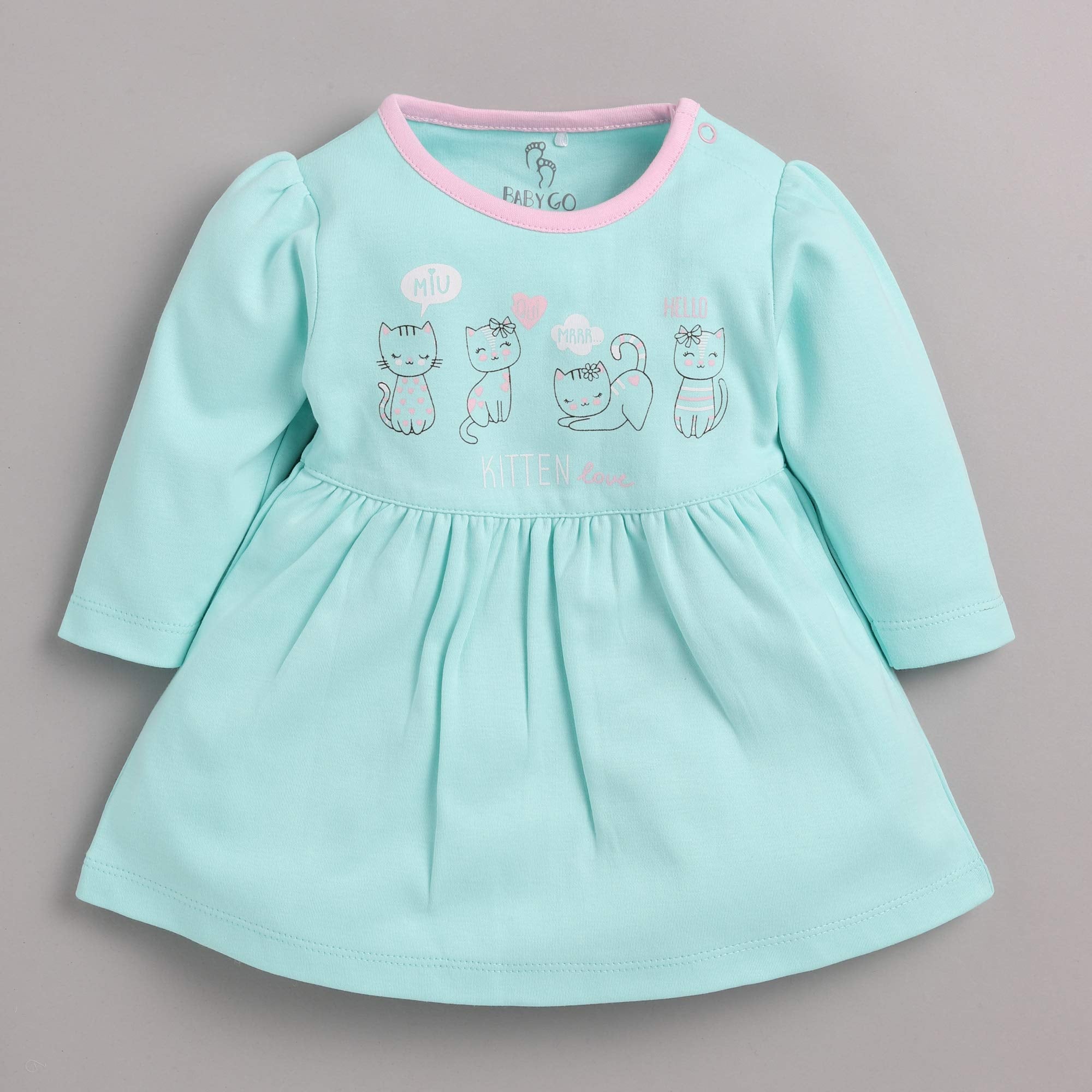 BabyGo Full Sleeve Regular Round Neck A Line Frocks for Baby Girls (Pack of 2) Pink - Apparel from BABY GO - Shop in Sri Lanka at Arcade.lk