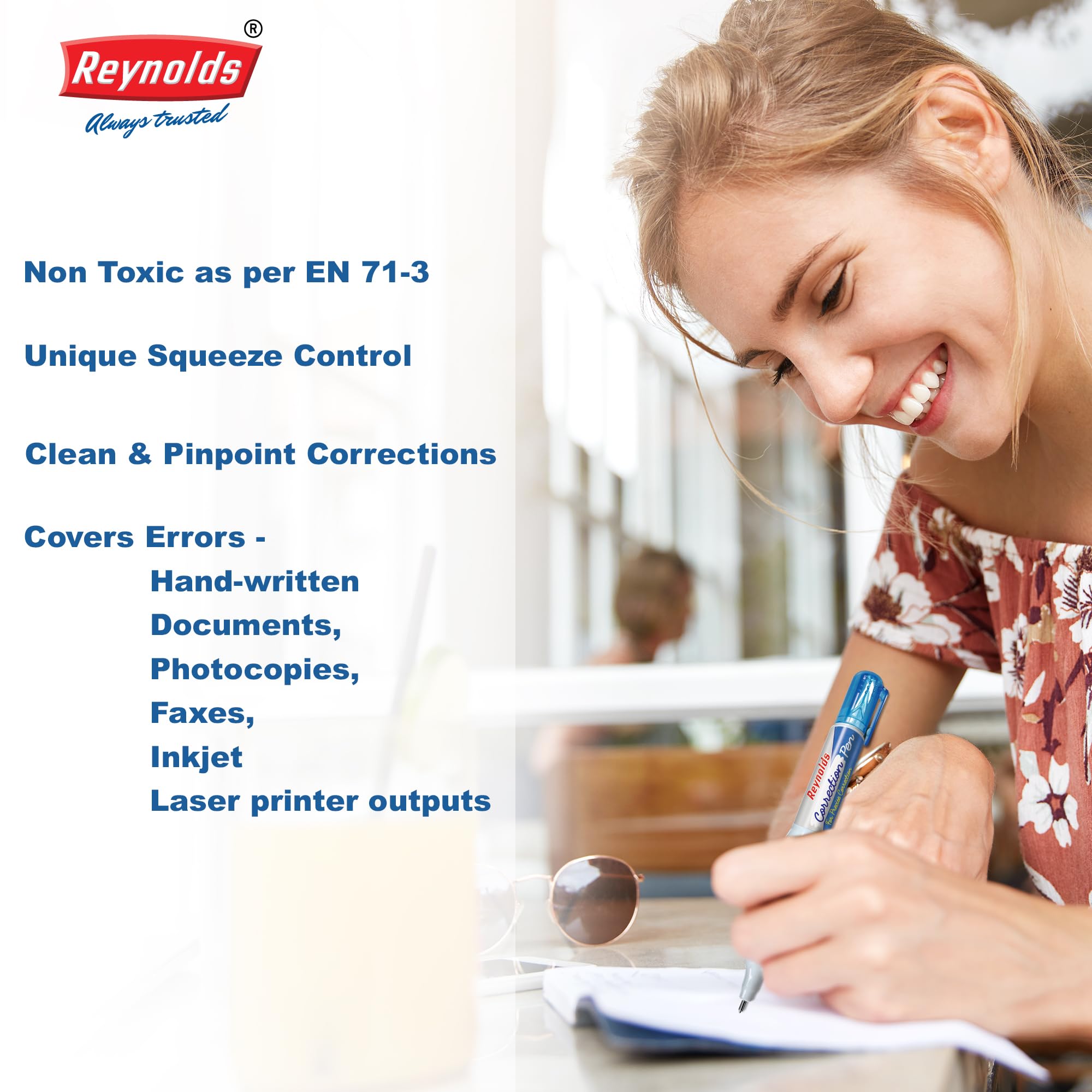 4pcs Reynolds Correction Pen Whitener I Smudge Free Operation with Unique Squeeze Control Applicator - Office Product from Reynolds - Shop in Sri Lanka at Arcade.lk