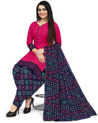 Rajnandini Women's Cotton Printed Unstitched Salwar Suit Material (Dark Pink) - Apparel from Rajnandini - Shop in Sri Lanka at Arcade.lk