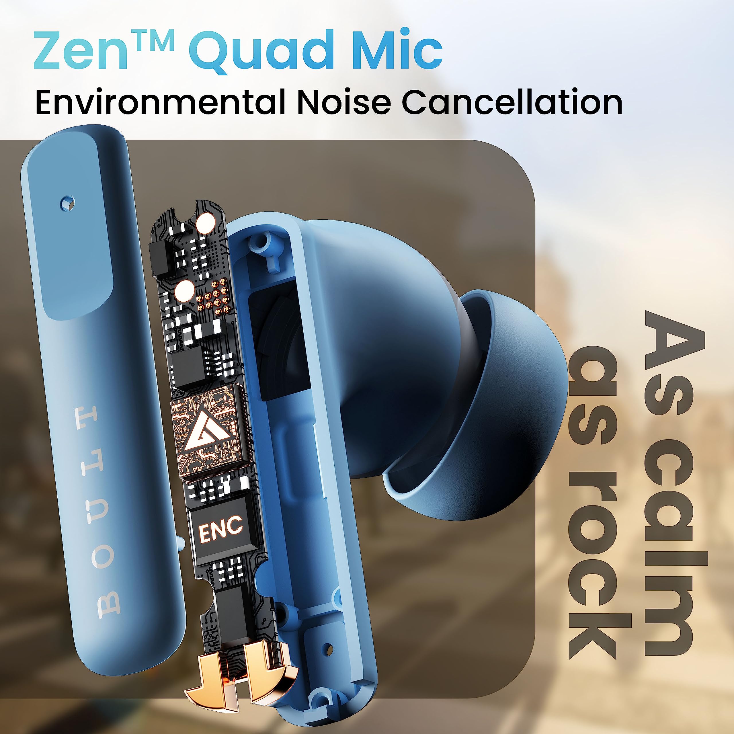 Boult Z60 Truly Wireless in Ear Earbuds with 60H Playtime, Zen™ ENC Mic, 50ms Low Latency, 13mm Bass Drivers, Type-C Fast Charging, Made in India, BT V5.3, Touch Control, IPX5 Ear Buds (Powder Blue)
