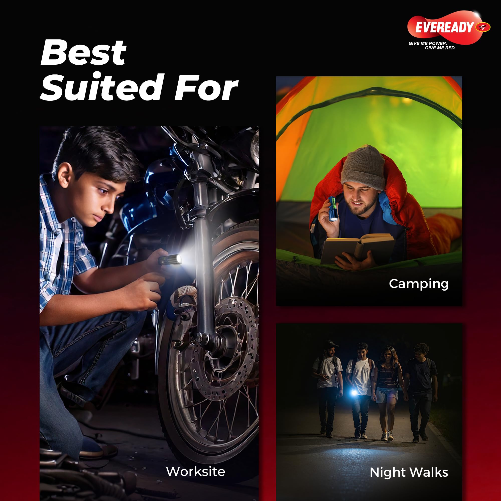 Eveready Pocketlite DL100, Rechargeable 1W LED Torch Cum Emergency 2W Sidelight, Type-B/Micro-USB Fast Charging, Overcharge & Deep Discharge Protection, Powered by Li-Ion Battery