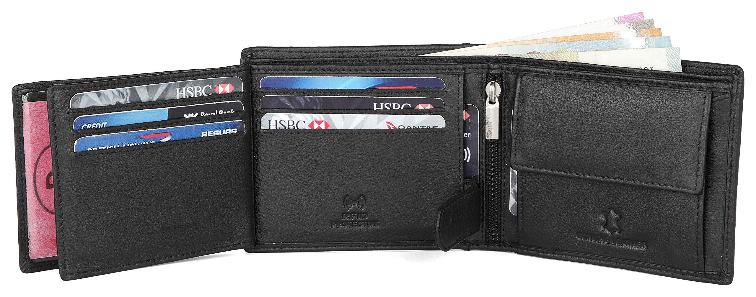 WildHorn Leather Wallet for Men, Black,(Pack of 1)