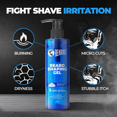 Beardo Beard Shaping Gel, 200ml | 3riple Action Transparent Shaving Gel for Men | Shaving gel with Anti-Redness, Calming, Intense Cooling | Suitable for Sensitive Skin