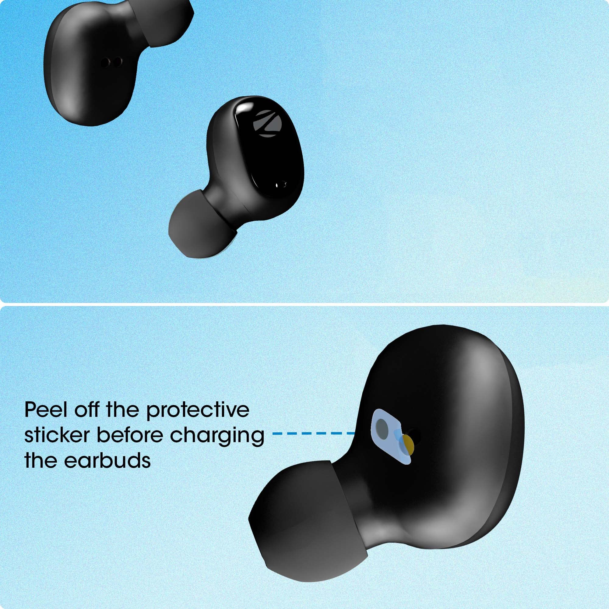 ZEBRONICS ZEB-SOUND BOMB 1 TWS Earbuds with BT5.0, Up to 12H Playback, Touch Controls, Voice Assistant, Splash Proof with Type C Portable Charging Case (Black) - Electronics from ZEBRONICS - Shop in Sri Lanka at Arcade.lk