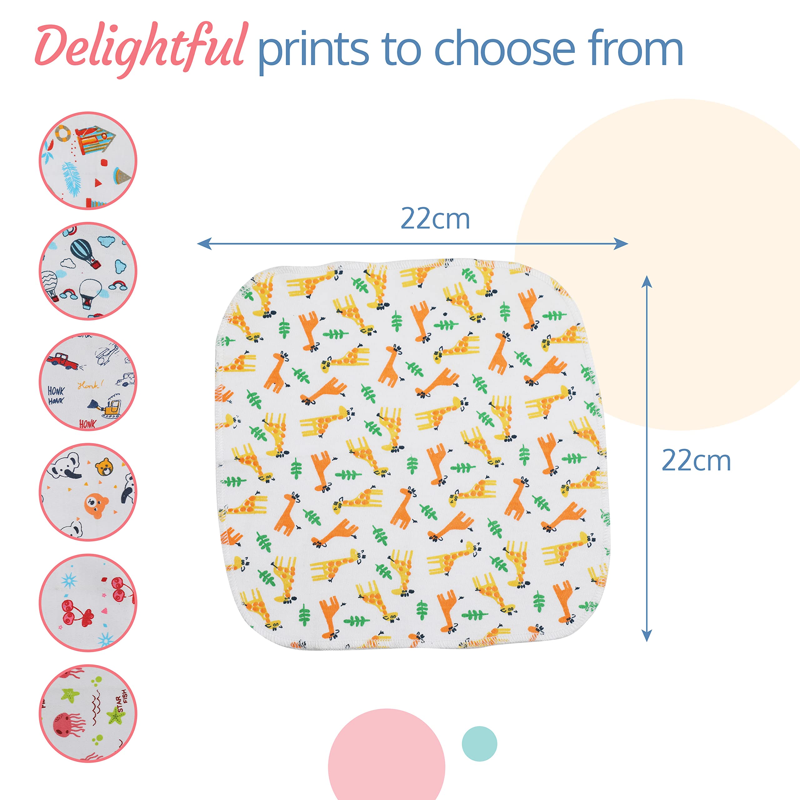 LuvLap Hosiery Cotton Cloth Premium Baby Washcloth for New Born, Washable, Reusable, Absorbent, Extra Soft Face Towels/Washcloth, Cherry Print, 7 Pcs - Baby Product from LuvLap - Shop in Sri Lanka at Arcade.lk