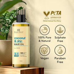 Botanic Hearth Coconut & Zinc Pyrithione Hair Oil with Neem – 150ml – Soothes Scalp, Controls Dandruff, Nourishes & Hydrates for Healthy Hair