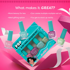 SUGAR POP 4 in 1 Nail Lacquer Kit | Chip-resistant formula & Glossy Flinsh | Nail Polish Set - 04 Pastel Paradise