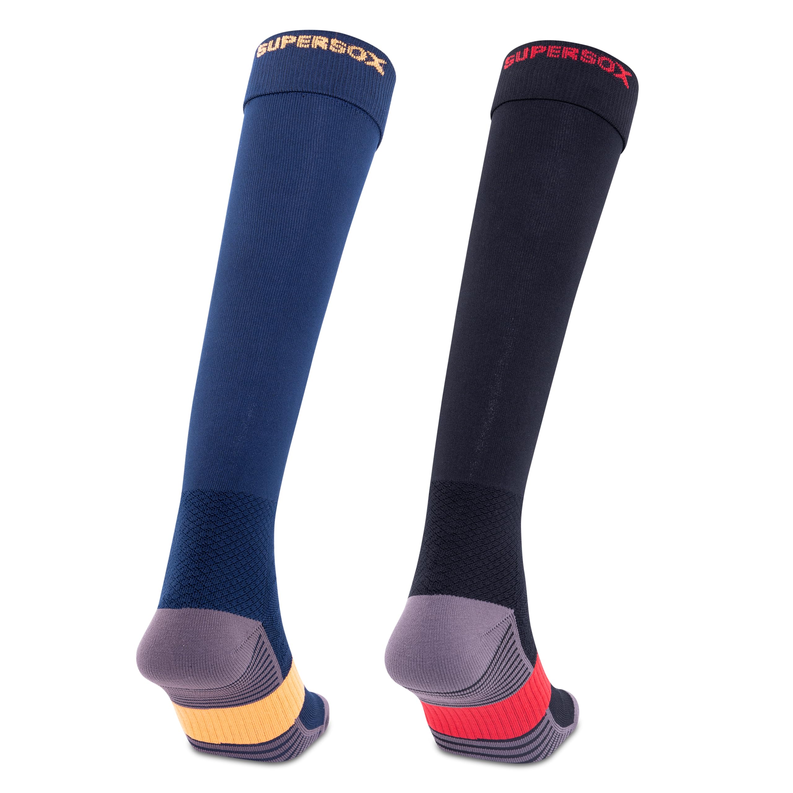 Supersox Unisex Kid’s Football Socks - Knee Length Socks with Cushioned Sole, Odour Free & Superior Grip Uniform Stockings for Football/Soccer, Pack of 2 (Navy & Black) - Apparel from Supersox - Shop in Sri Lanka at Arcade.lk