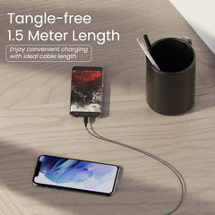Ambrane Unbreakable 60W / 3A Fast Charging 1.5m Braided Micro USB Cable for Smartphones, Tablets, Laptops & Other Micro USB Devices, 480Mbps Data Sync, Quick Charge 3.0 (RCM15, Black)