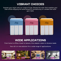 rts 3-in-1 Universal Travel Adapter Multi-Plug with Individual Switch Socket with Spike Buster Fuse Protected | multiplug Three pin Plug Socket |3 PIN 3 Way Plug for Home, Office Laptop Desktop Blue