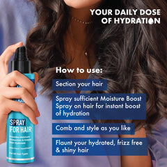 Streax Moisture Boost Spray Hair Serum for Dry Frizzy Hair - 50 ml | Hair Styling Serum for Women & Men | Hydrating, Frizz Free, Smooth & Silky finish I With Fision AquaShield