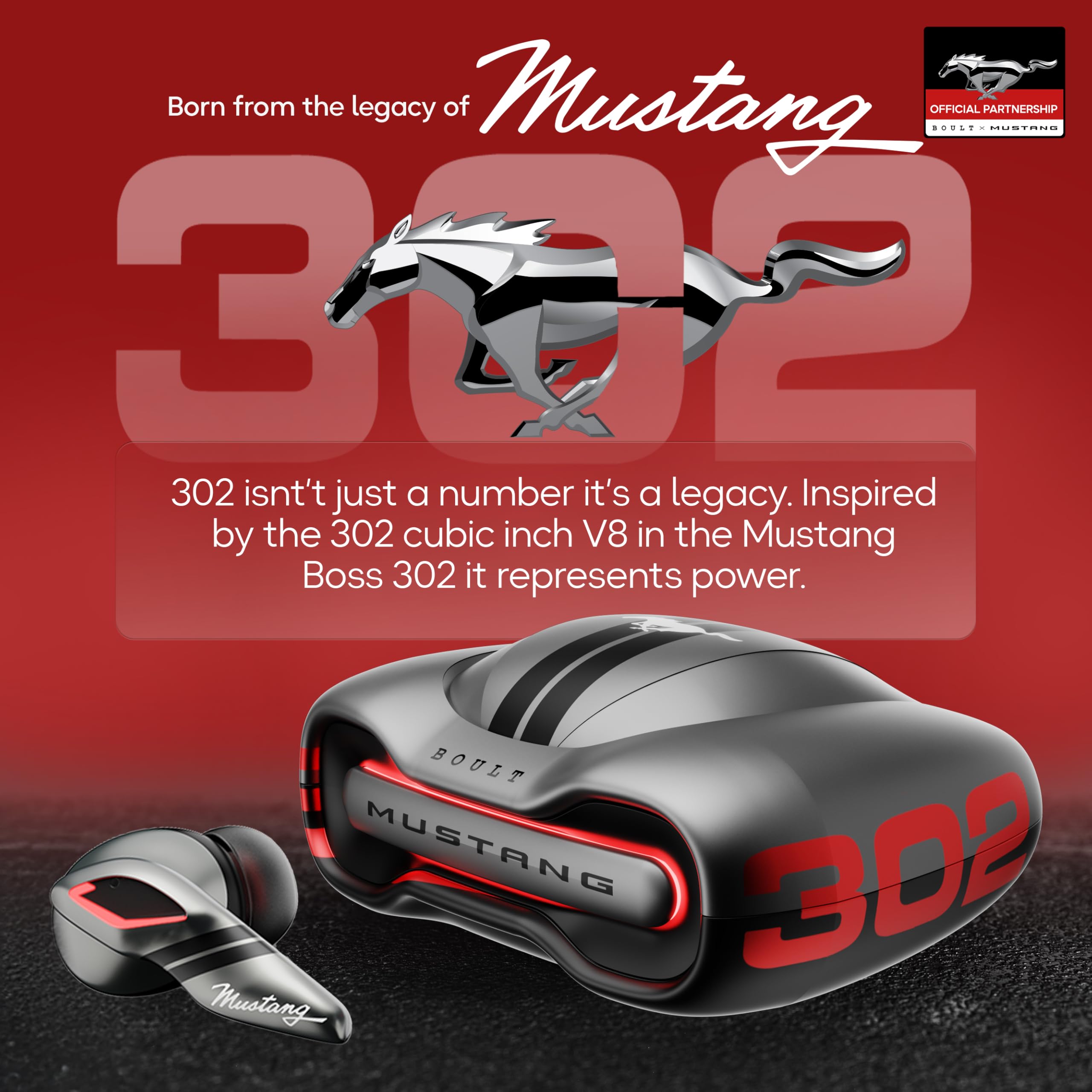 Boult Mustang Newly Launched Torq TWS Earbuds with 60H Playtime, App Support, 4 Mics ENC, 45ms Low Latency, 13mm Driver, Breathing LEDs, Touch Control, Made in India, IPX5 Ear Buds Wireless (Silver)