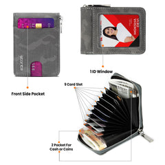 Storite PU Leather 9 Slot Vertical Card Holder Wallet, Camouflage Grey