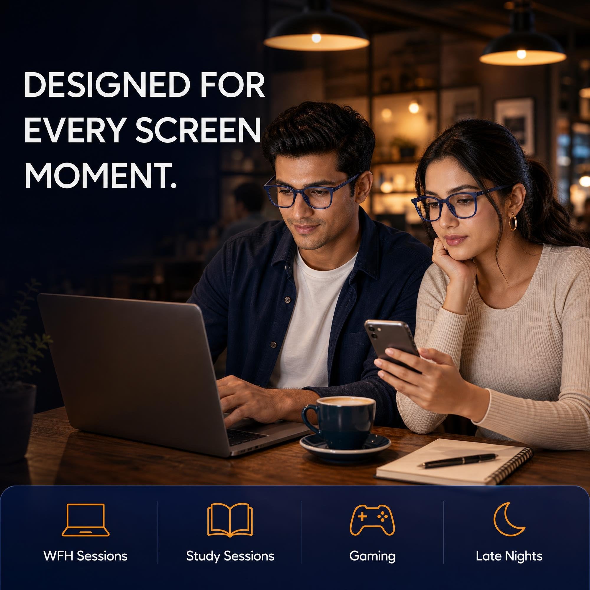LENSKART BLU | Zero Power Blue Cut Computer Glasses | Gaming Glasses | Anti Glare, Lightweight & Blocks Harmful Rays | UV Protection Specs | Men & Women | Medium | LB E13526