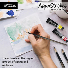 Brustro AquaStrokes Artist Brushes | Set of 6 | Ideal for Watercolour, Gouache, Acrylics, Oil Brush, Synthetic Bristles, Wooden Handle | Made for Students and Professionals Artists